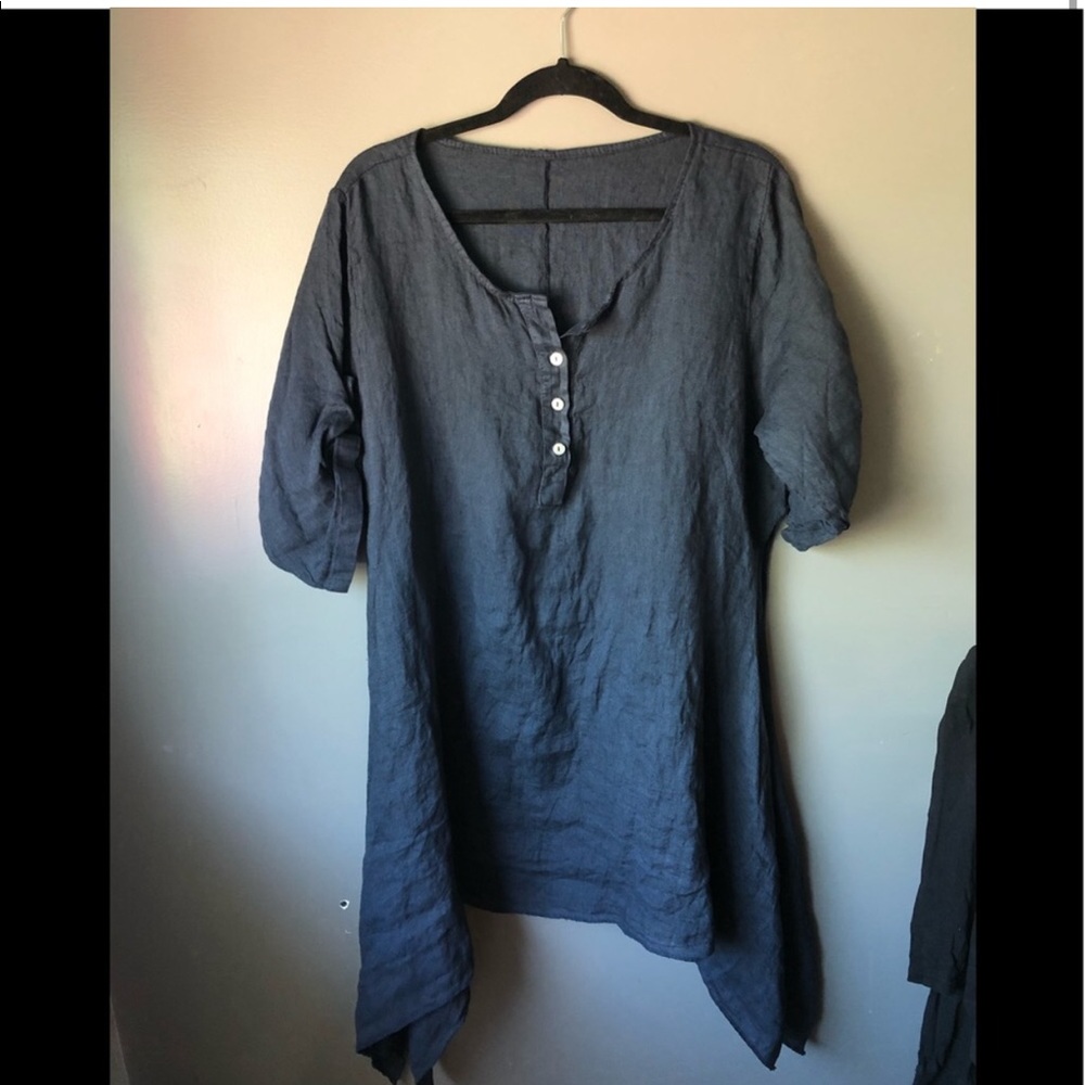 Made in Italy 100% Linen Tunic Top - Picture 2 of 7